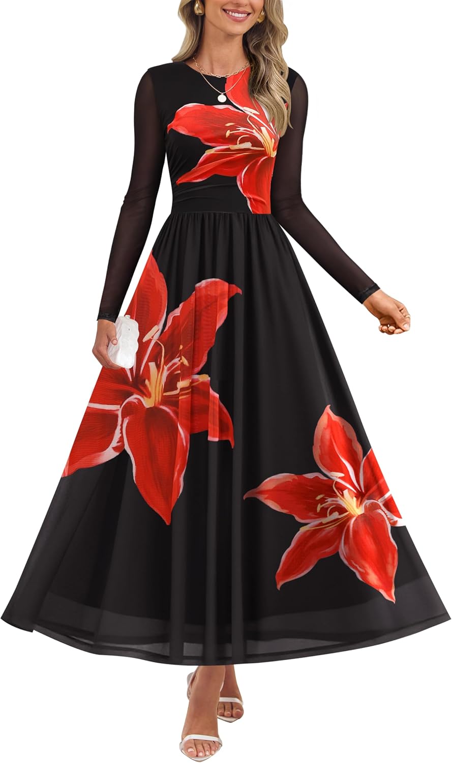 ZESICA Women's Fall Long Sleeve Wedding Guest Dresses