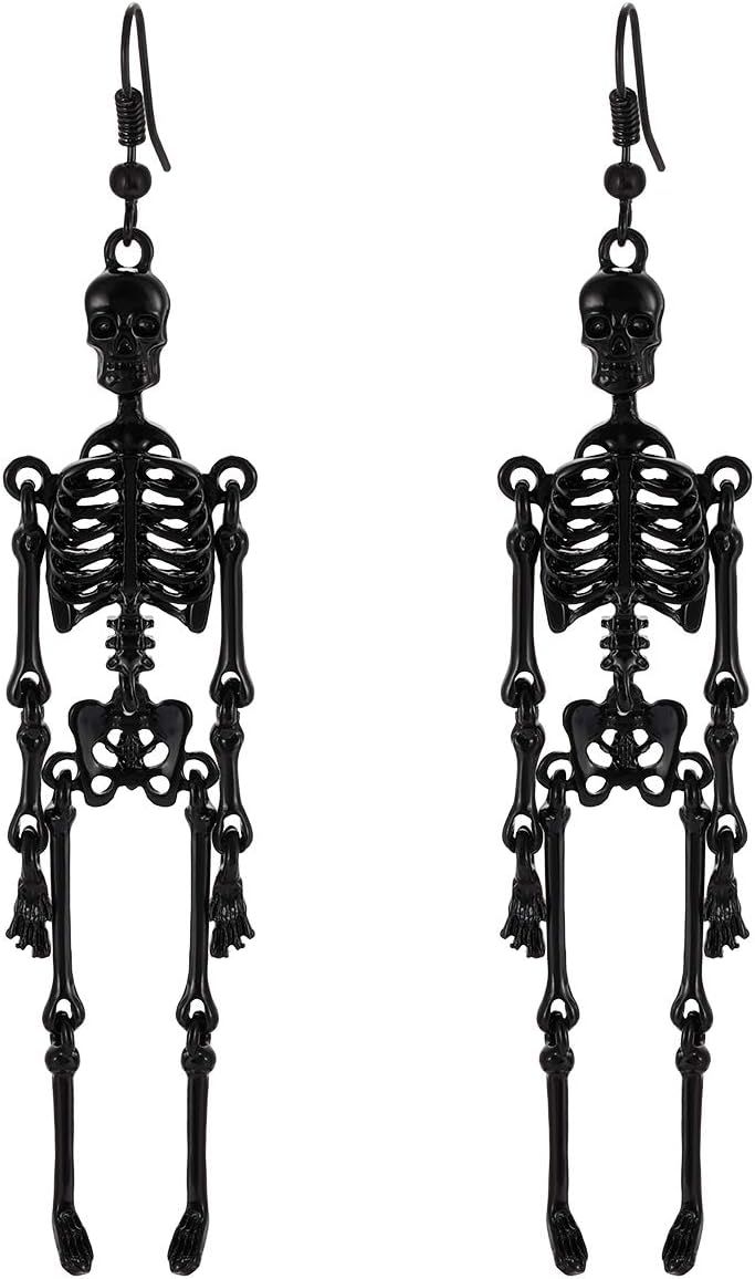 Halloween Skeleton Earrings Spooky Skull Skeleton Dangle Earrings for Women Costume Dress Up Ghost Earrings Halloween Outfits Jewelry Accessories Gifts