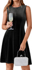 Simplee Womens Velvet Mini Dress Sleeveless Crew Neck A Line Cocktail Party Dress Fall Winter