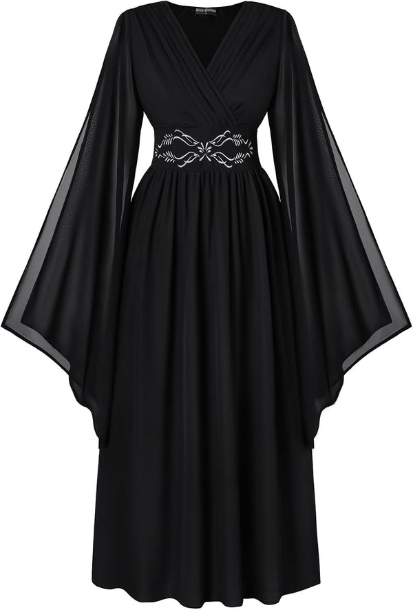 Scarlet Darkness Women's Renaissance Costume V Neck Medieval Fairy Dresses