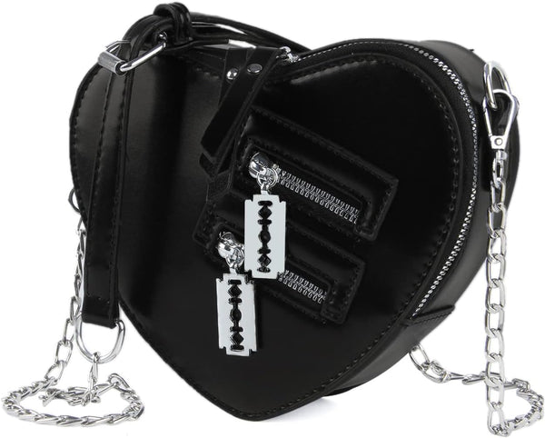 Heart-Shaped Gothic Chain Crossbody Purse