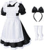 Irtysh Girl Blue Dress White Apron Halloween Cosplay Costume With Bow Hair Band Stockings Set