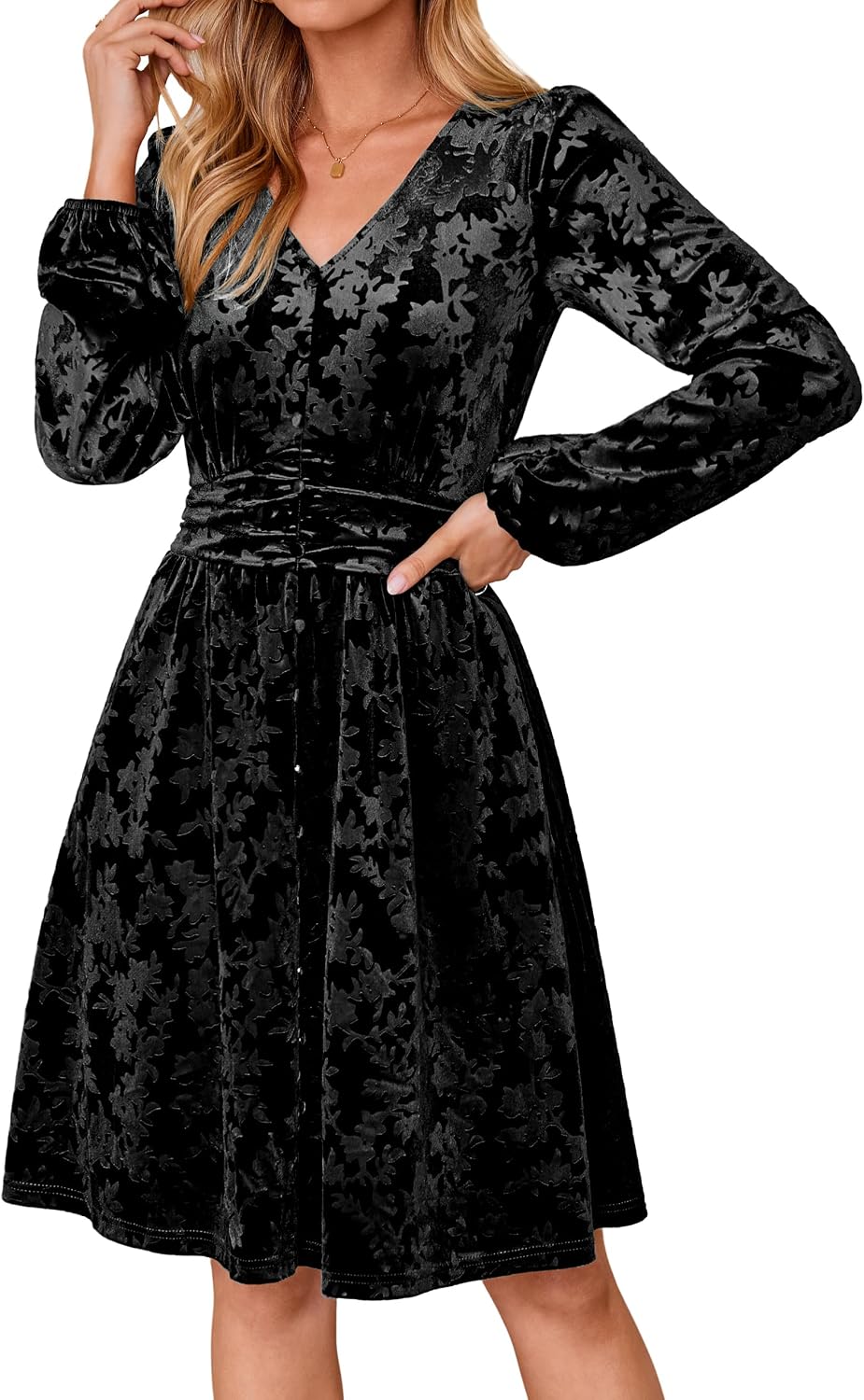 Simplee Womens Velvet Dress Fall Long Sleeve Cocktail Party Winter Dresses