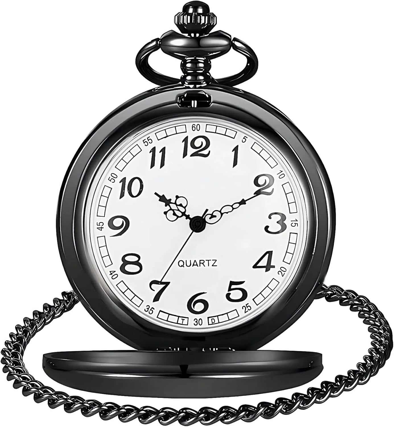 LYMFHCH Smooth Vintage Pocket Watch with Chain, Arabic Numerals Scale