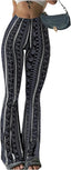 Milumia Women's Boho Yoga Leggings High Waisted Hippie Flared Pants