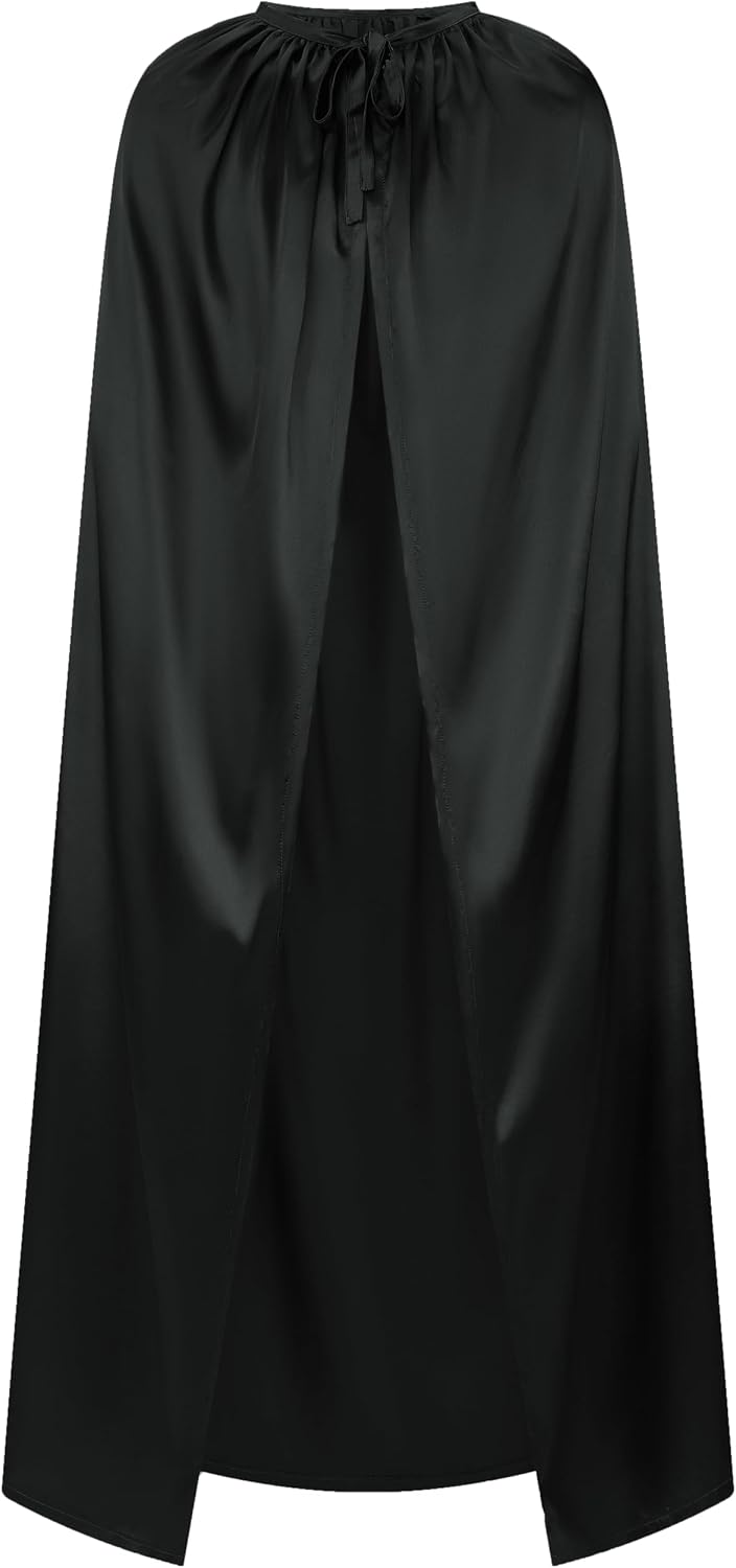 Unisex Full Length Cape Cloak, Halloween Witch Vampire Wizard Knight Robe Cosplay Costume for Women Men