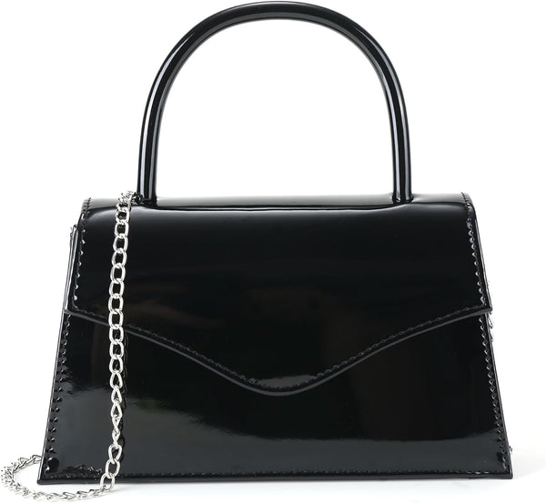 Patent Leather Top-Handle Evening Clutch