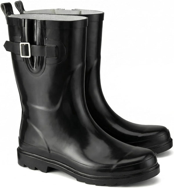 Rubber Mid-calf Rain Boots For Women, Waterproof Insulated