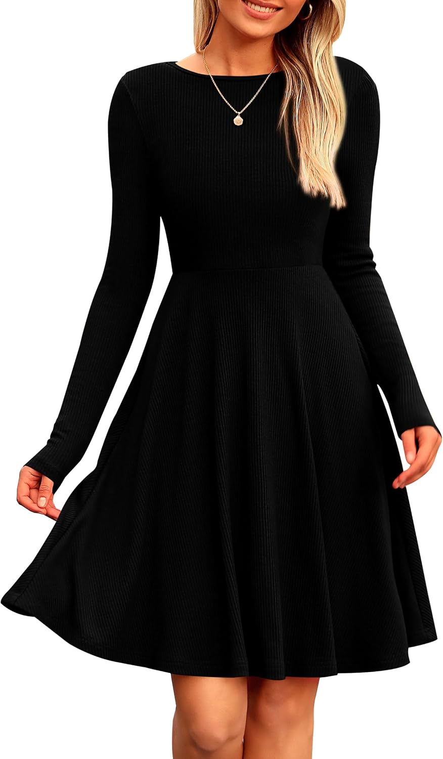 PRETTYGARDEN Women's Fall Casual Long Sleeve Short Dress