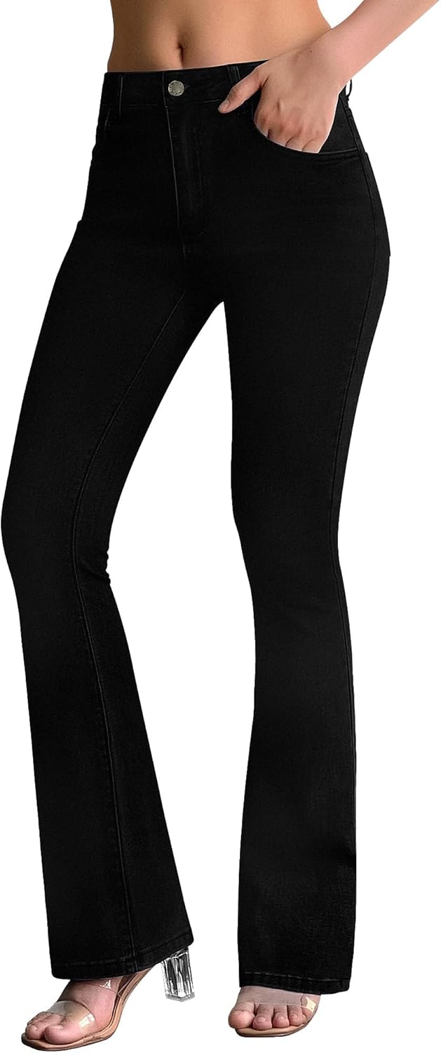 Women's Trendy Stretchy Flare Jeans Mid Rise Bootcut Curvy