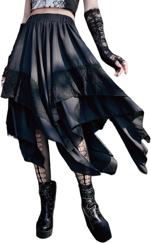 Renaissance Pirate Fairy Skirt for Women Layered Midi Skirts