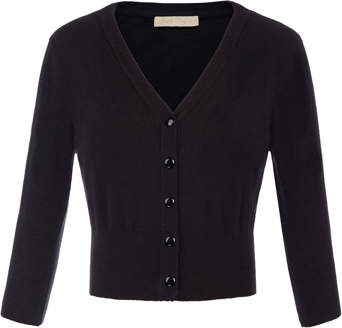 Women's 3/4 Sleeve Cropped Cardigan Shrug — Button-Down Sweater
