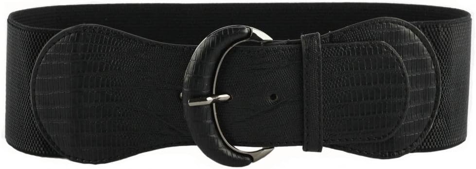 Pu Leather Elastic Wide Belt For Women Ladies Dress Stretch Thick
