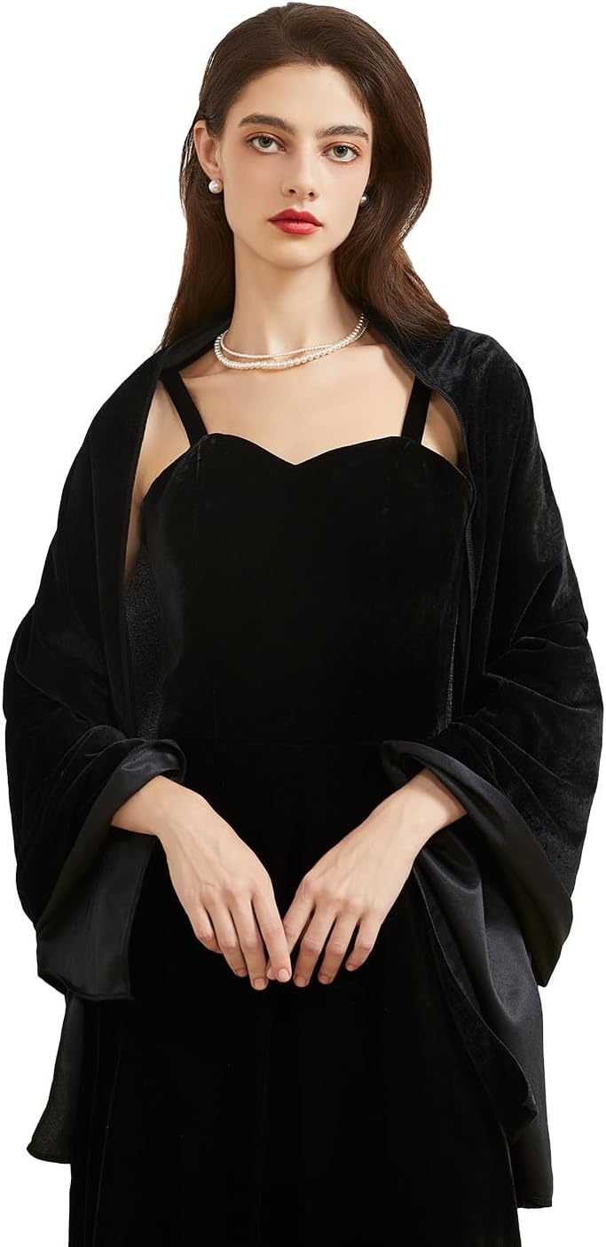 Huralona Women Velvet Shawl and Wrap Wedding Bridal Scarf for Evening Dress