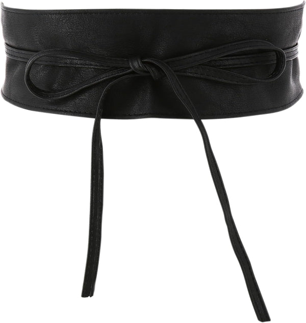 Woman Leatherette Waisband Obi Belt, Mica