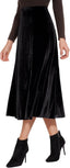 Women’s Elegant Vintage Velvet Midi Skirt Flowy 8-Panel Design
