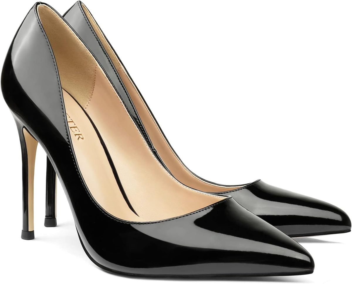 COLETER Women's 4 Inch Pumps Pointed Toe Dress Shoes Slip On Stiletto Pumps