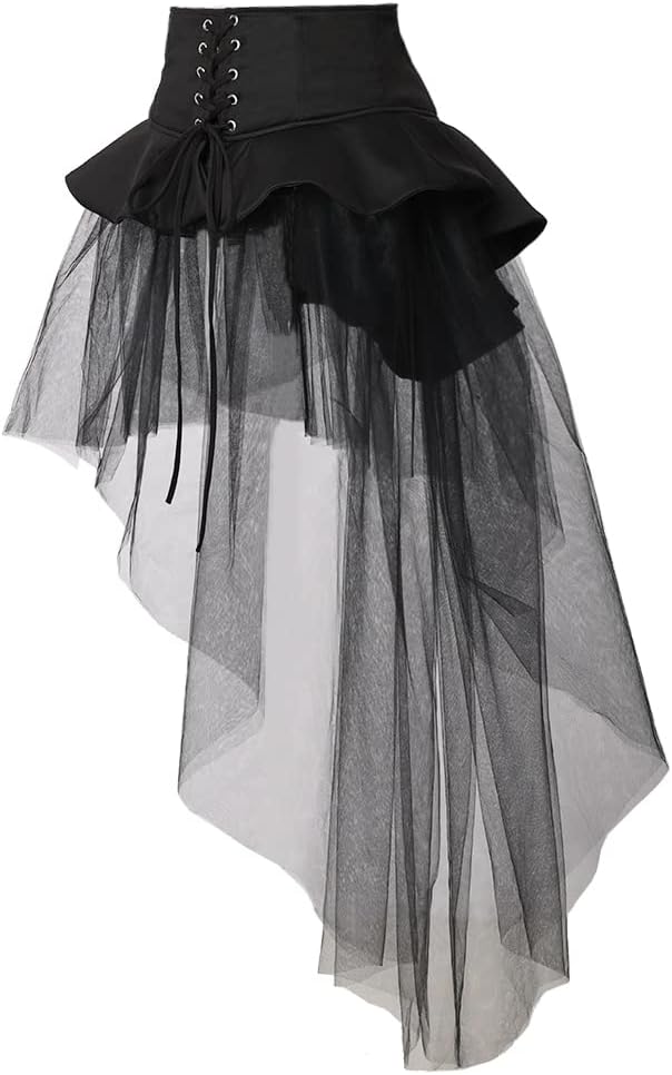 BPURB Women's Gothic Steampunk Bustle Skirt Ruffle Overskirt Pirate Costume Secondary image