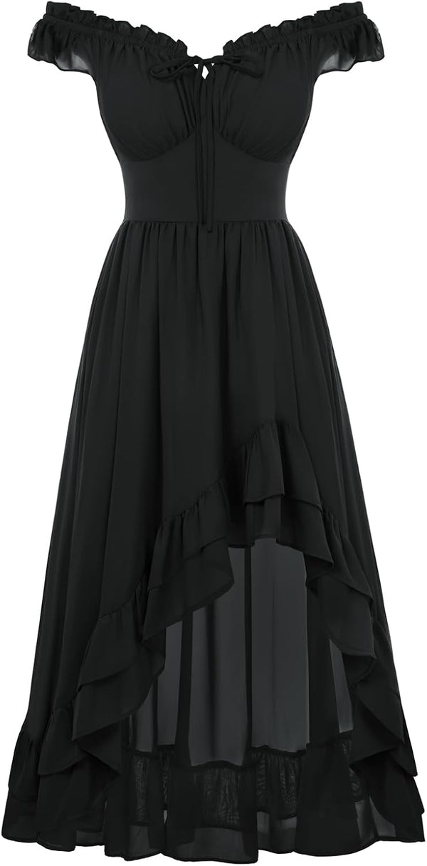 Scarlet Darkness Renaissance Corset Dress Off Shoulder Chiffon Sundress