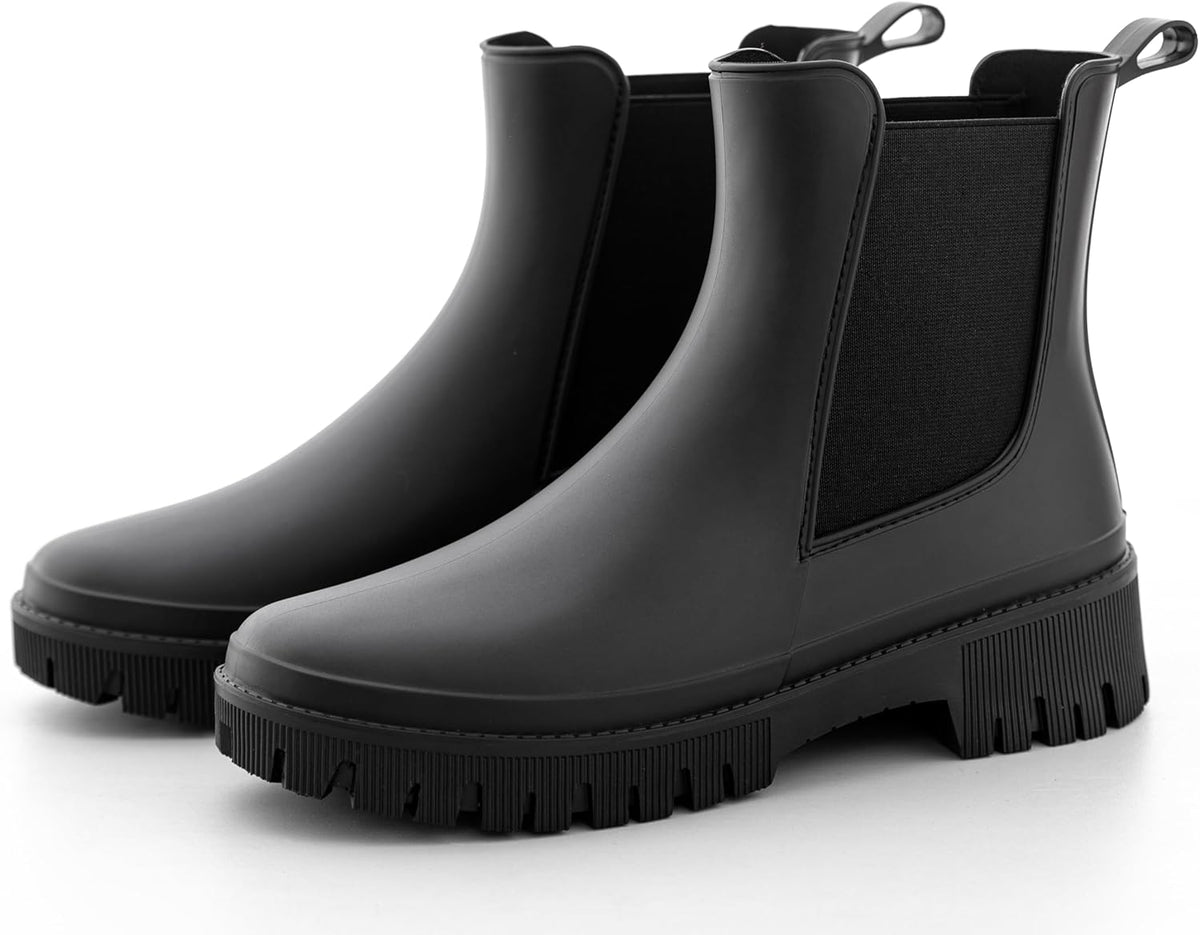 Women's Short Rain Boots Waterproof Chelsea Rain Boots For