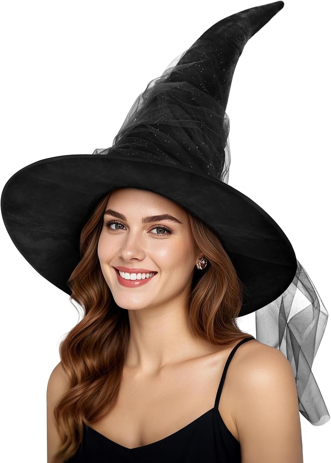 Women's Witch Hat with Shapeable Wide Brim and Adjustable Drawstring