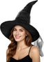 Women's Witch Hat with Shapeable Wide Brim and Adjustable Drawstring
