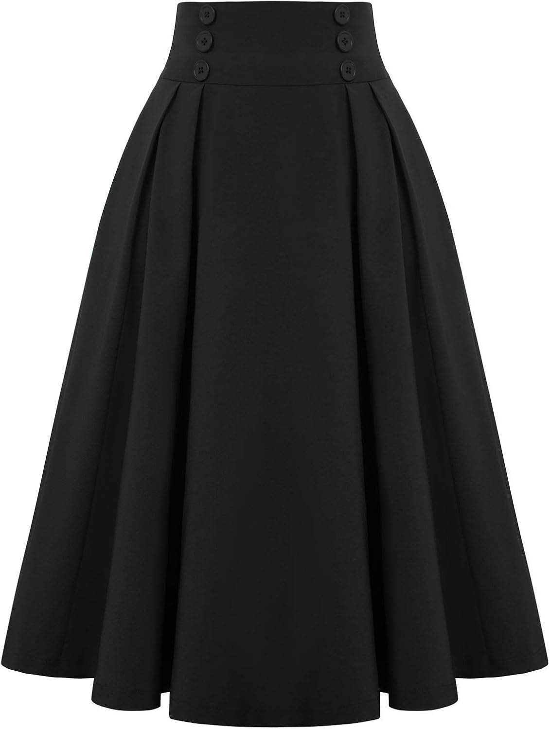 Belle Poque Women's Midi Pleated A-Line Skirts Pockets
