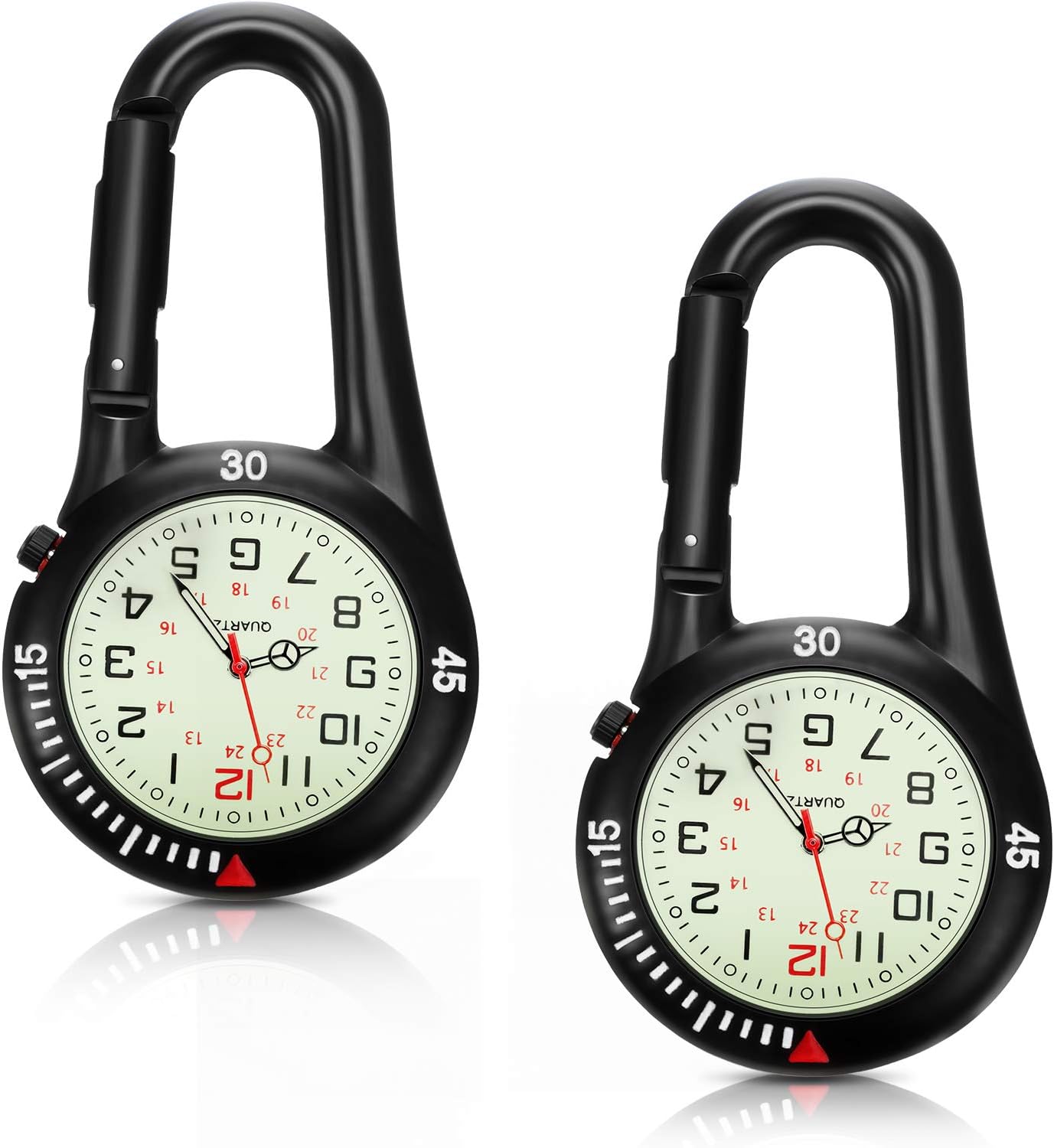 Hicarer 2 Pieces Clip on Quartz Watch Backpack Fob Belt Glow in The Da