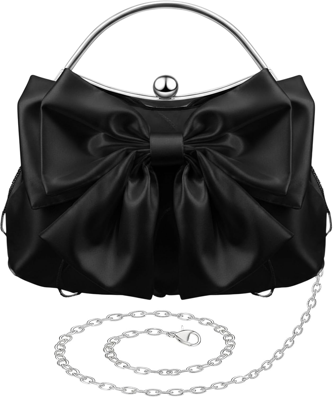 Coquette Bow Pleated Satin Clutch
