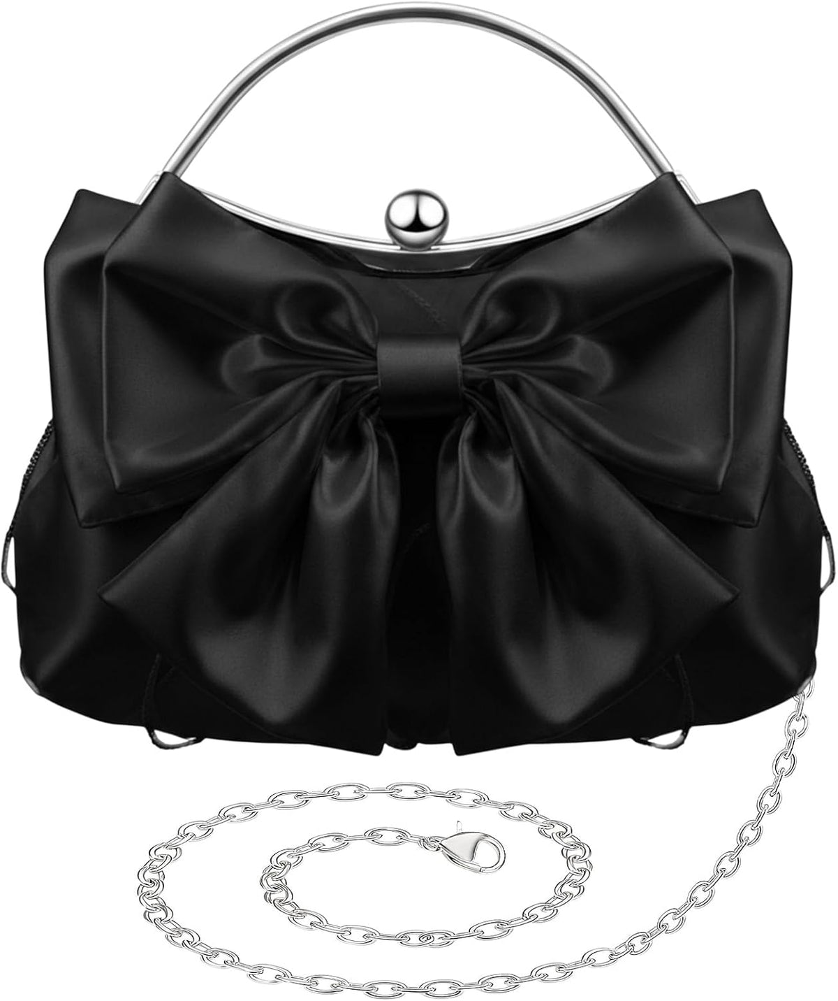 Coquette Bow Pleated Satin Clutch