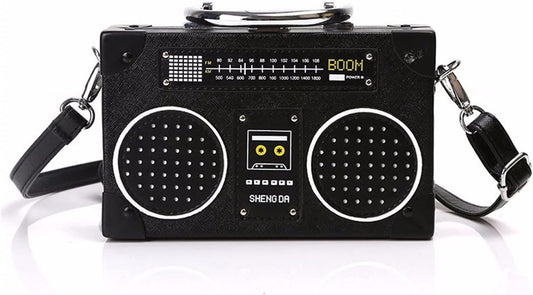 Vintage Radio-Shaped Crossbody Bag
