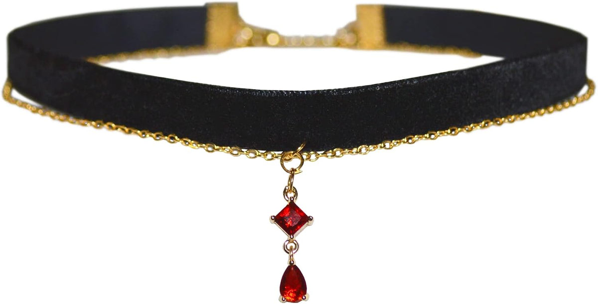 MOMOCAT Black Velvet Red Pendant Choker Necklace for Women Gothic Lace Chokers Necklace Witch Bride Vampire Accessories Aesthetic kawaii Jewelry for Women Teen Girls