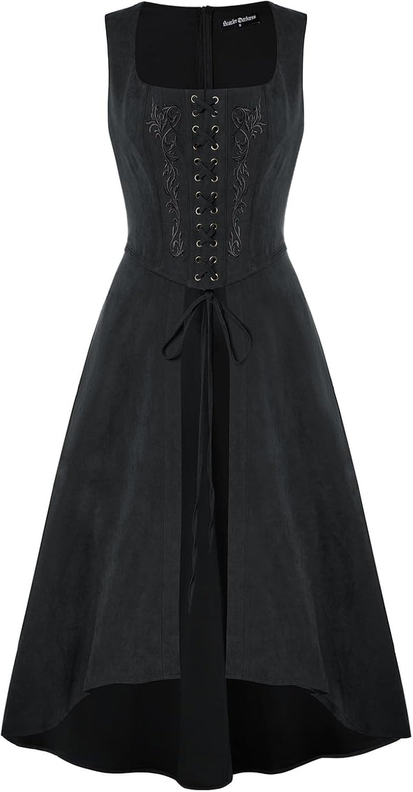 Scarlet Darkness Renaissnace Faire Costume Dress for Women Pirate Overdress
