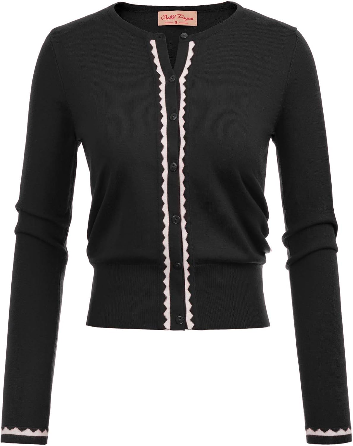 Women's Cardigan Sweater Color Block Long Sleeve Crew Neck Knit Cardigan Trendy Cropped Cardigan Shrug
