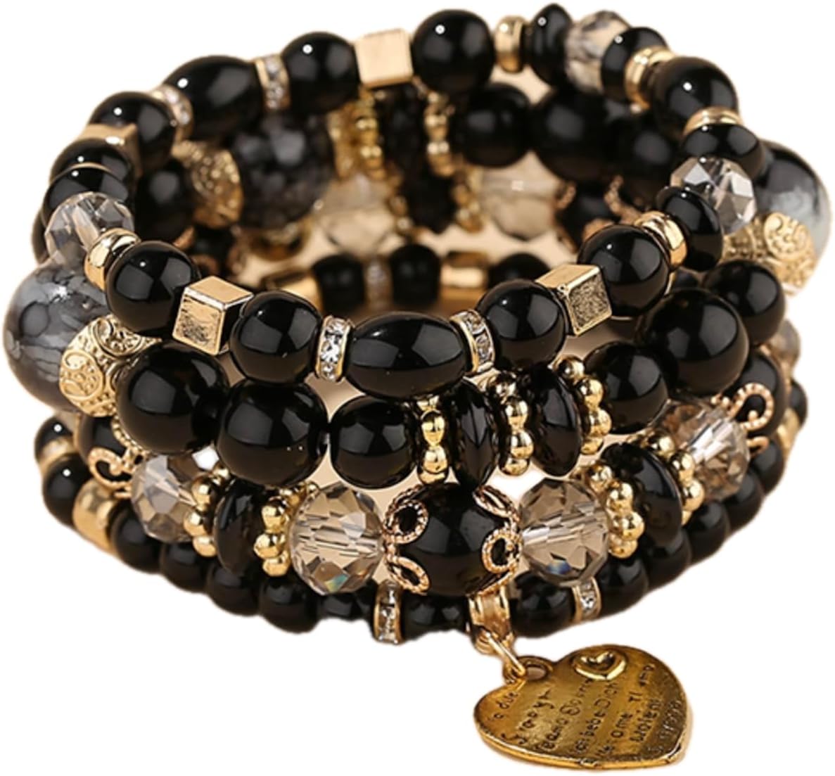 Women Beaded Bracelet Set | Colorful Boho Stackable Trendy Design with Crystal Accents Multilayer Bangle Bracelet | Fashion Stretch Braclets Jewelry for Women