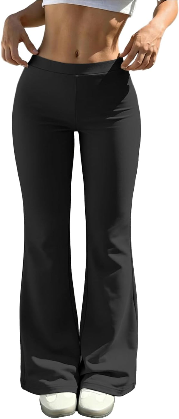 Womens Casual High Waist Flare Lounge Pants Stretchy Modal Bootcut