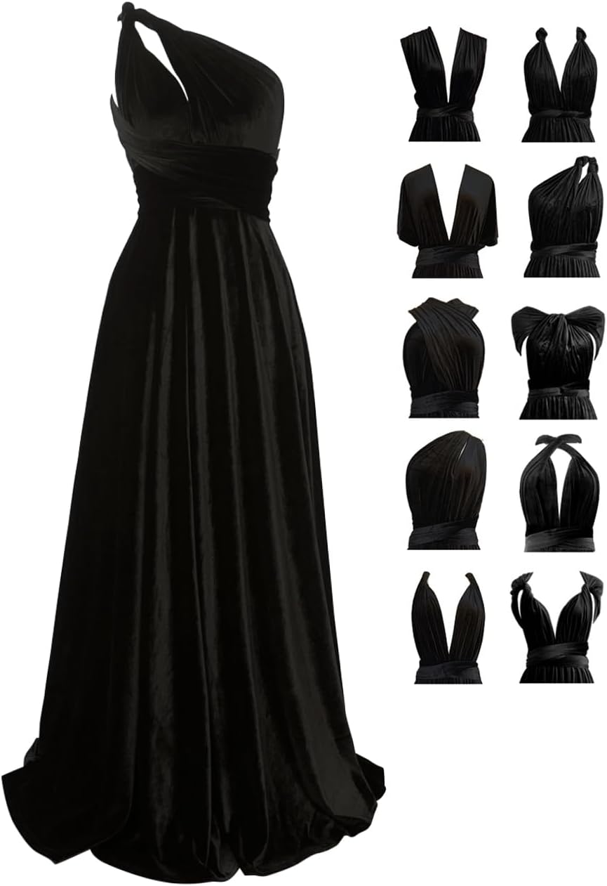 72styles Velvet Multi-Way Wrap Infinity Maxi Dress for Bridesmaids