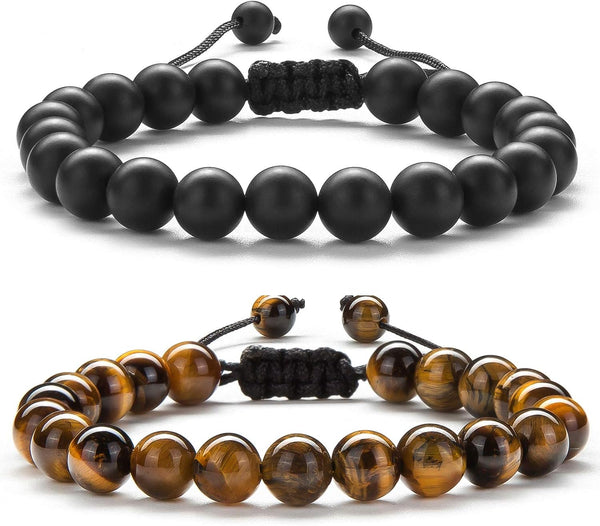 Men Women 8mm Tiger Eye Stone Beads Bracelet