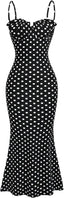 Milumia Women's Polka Dots Frill Trim Cami Dress Fishtail Maxi Dresses