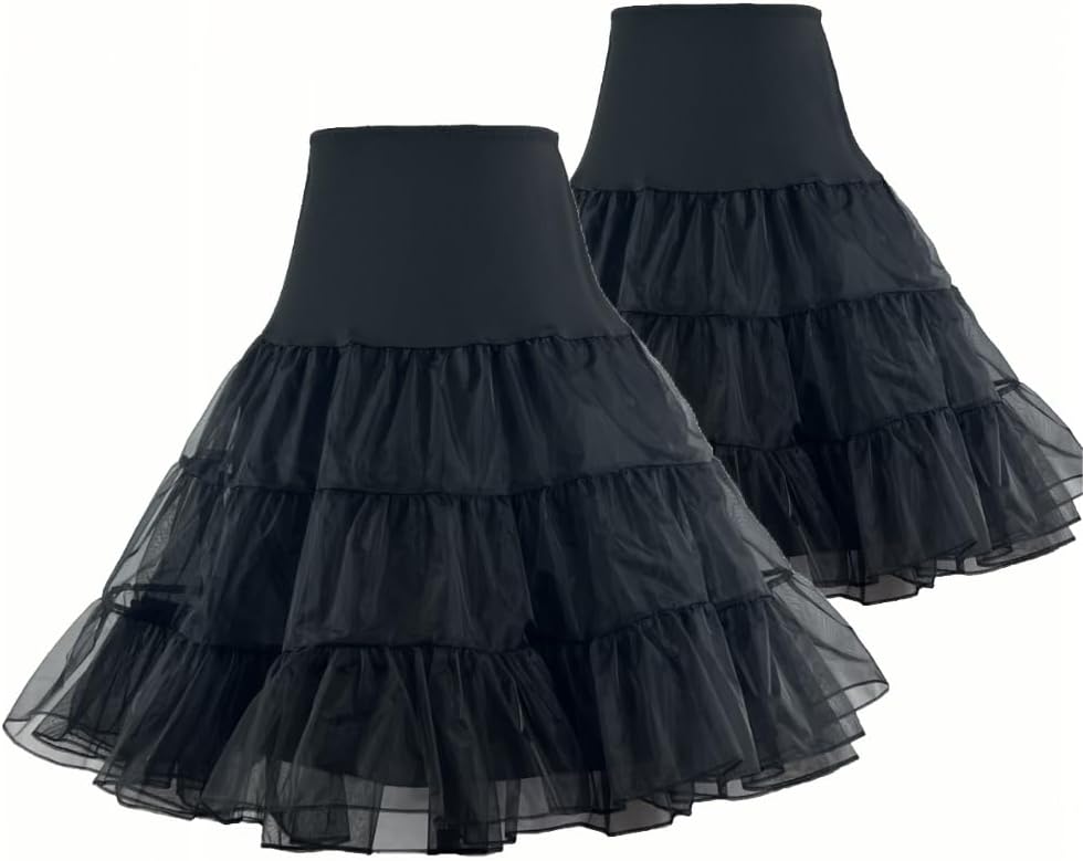 Women's 50s Vintage Petticoat 26" Crinoline Rockabilly Tutu Skirt Slip S-L…