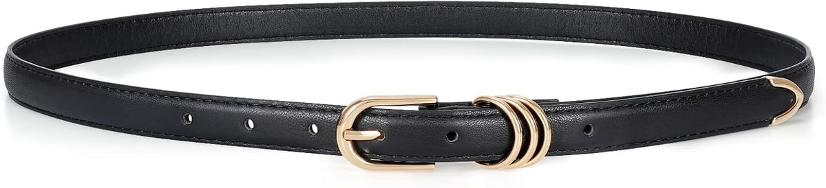 Womens Skinny Leather Belt Ladies Thin Faux Leather Belt With