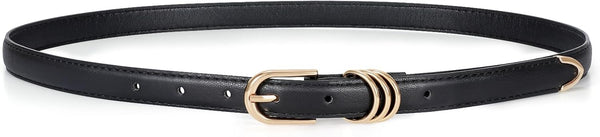 Womens Skinny Leather Belt Ladies Thin Faux Leather Belt With
