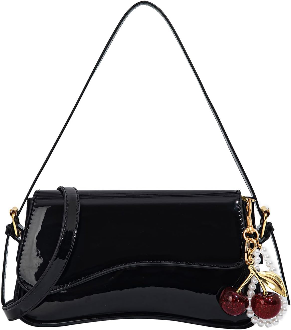 Purse for Women — Hobo Crossbody/Shoulder Bag with Cherry Pendant, Classic Retro Y2K, Detachable Straps