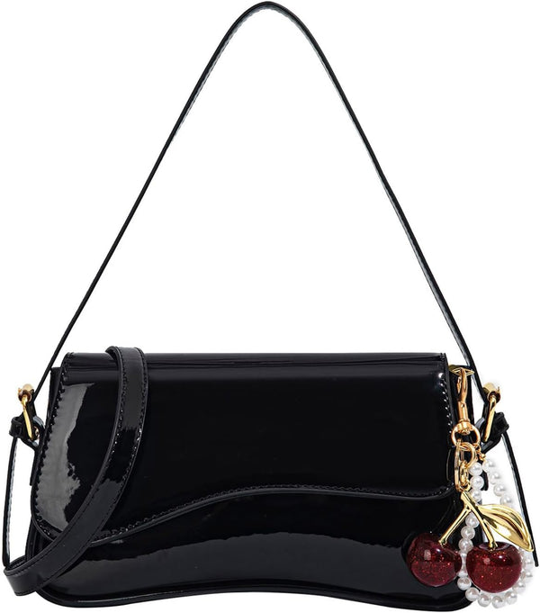 Purse for Women — Hobo Crossbody/Shoulder Bag with Cherry Pendant, Classic Retro Y2K, Detachable Straps