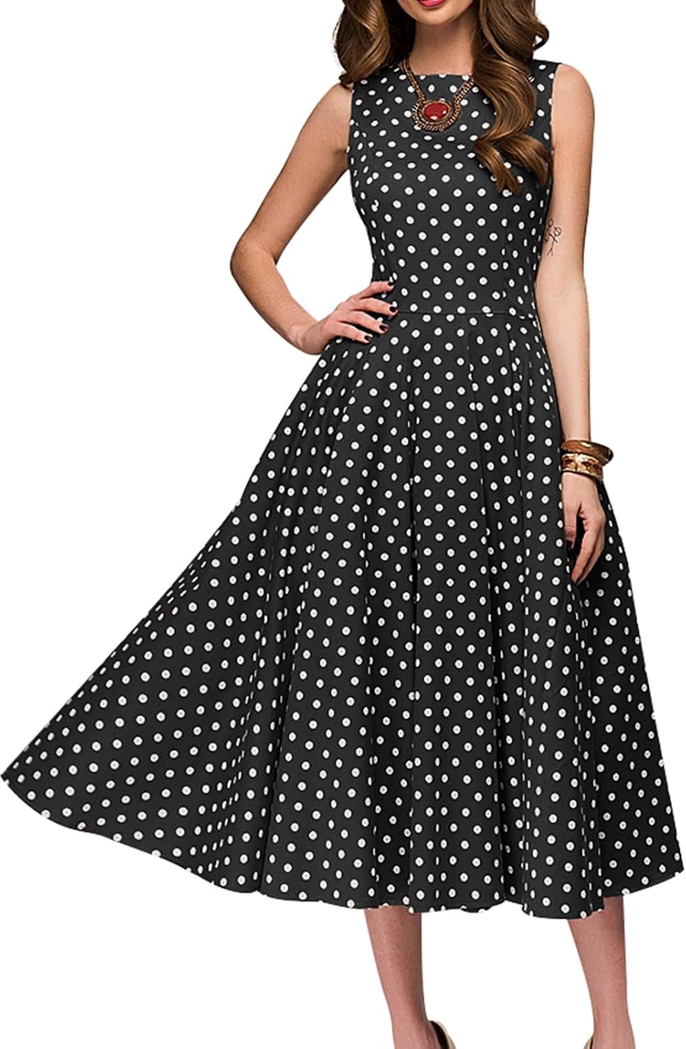 Simple Flavor Women's Vintage 1950s Cocktail Midi Dress