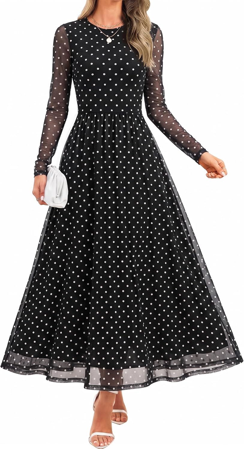 ZESICA Women's Fall Long Sleeve Wedding Guest Dresses