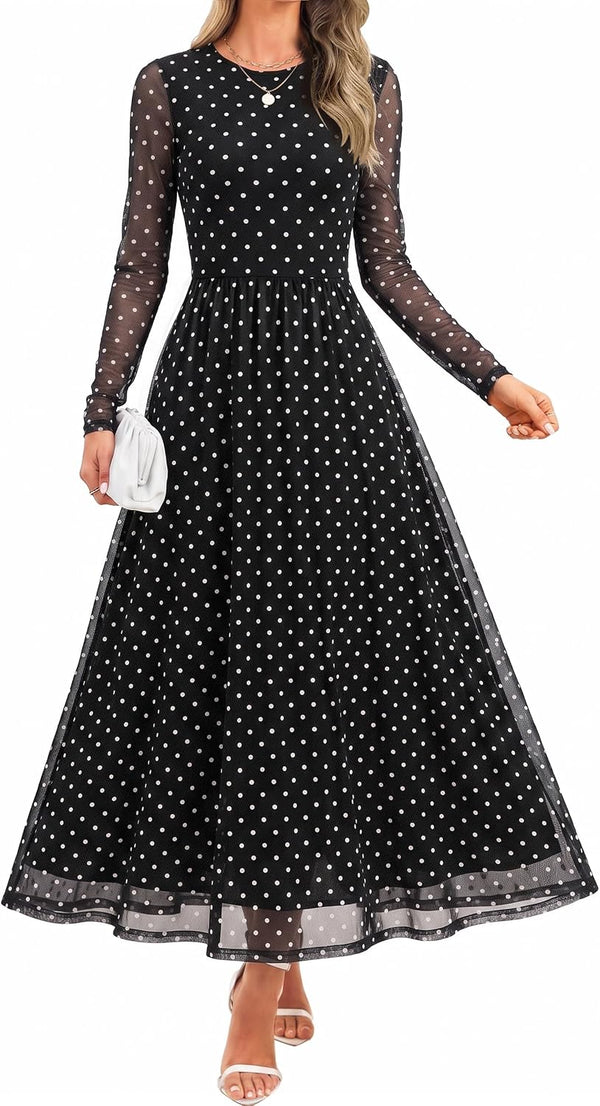 ZESICA Women's Fall Long Sleeve Wedding Guest Dresses