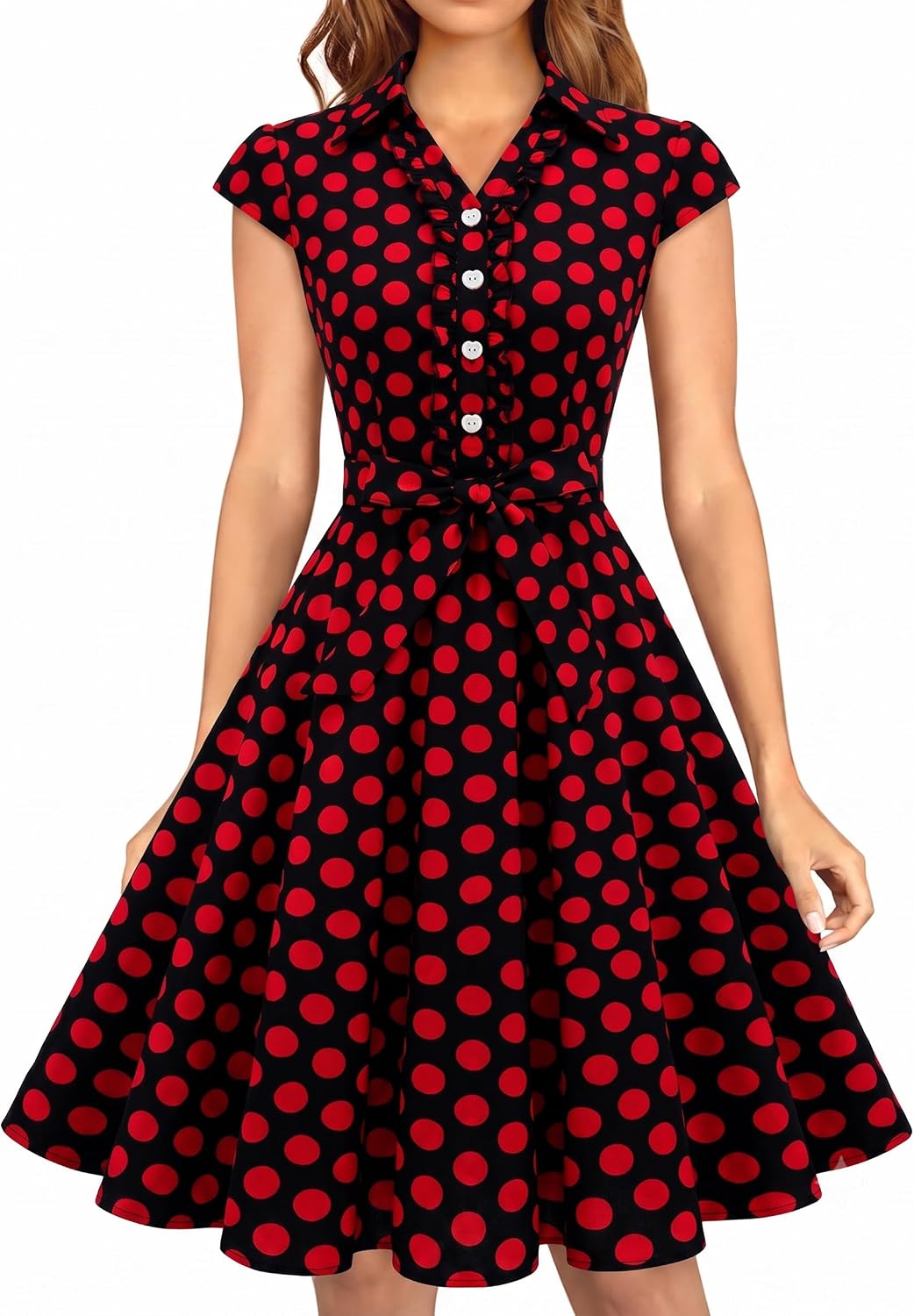 Wedtrend Women's 1950s Rockabilly Cap Sleeve Vintage Swing Cocktail Dress