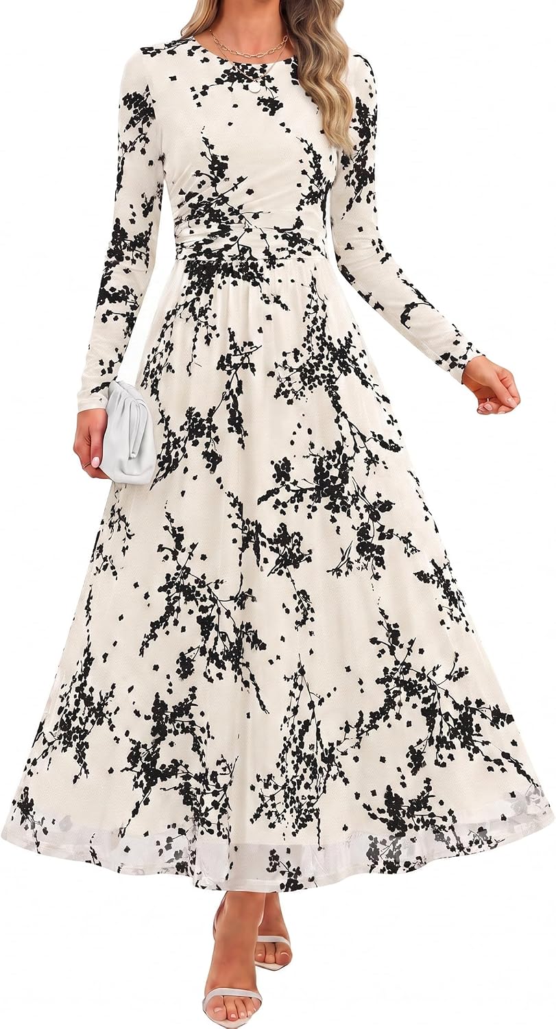 ZESICA Women's Fall Long Sleeve Wedding Guest Dresses