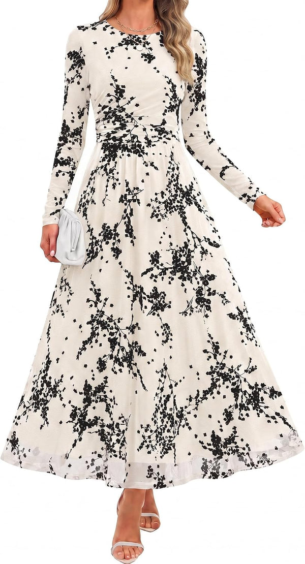 ZESICA Women's Fall Long Sleeve Wedding Guest Dresses